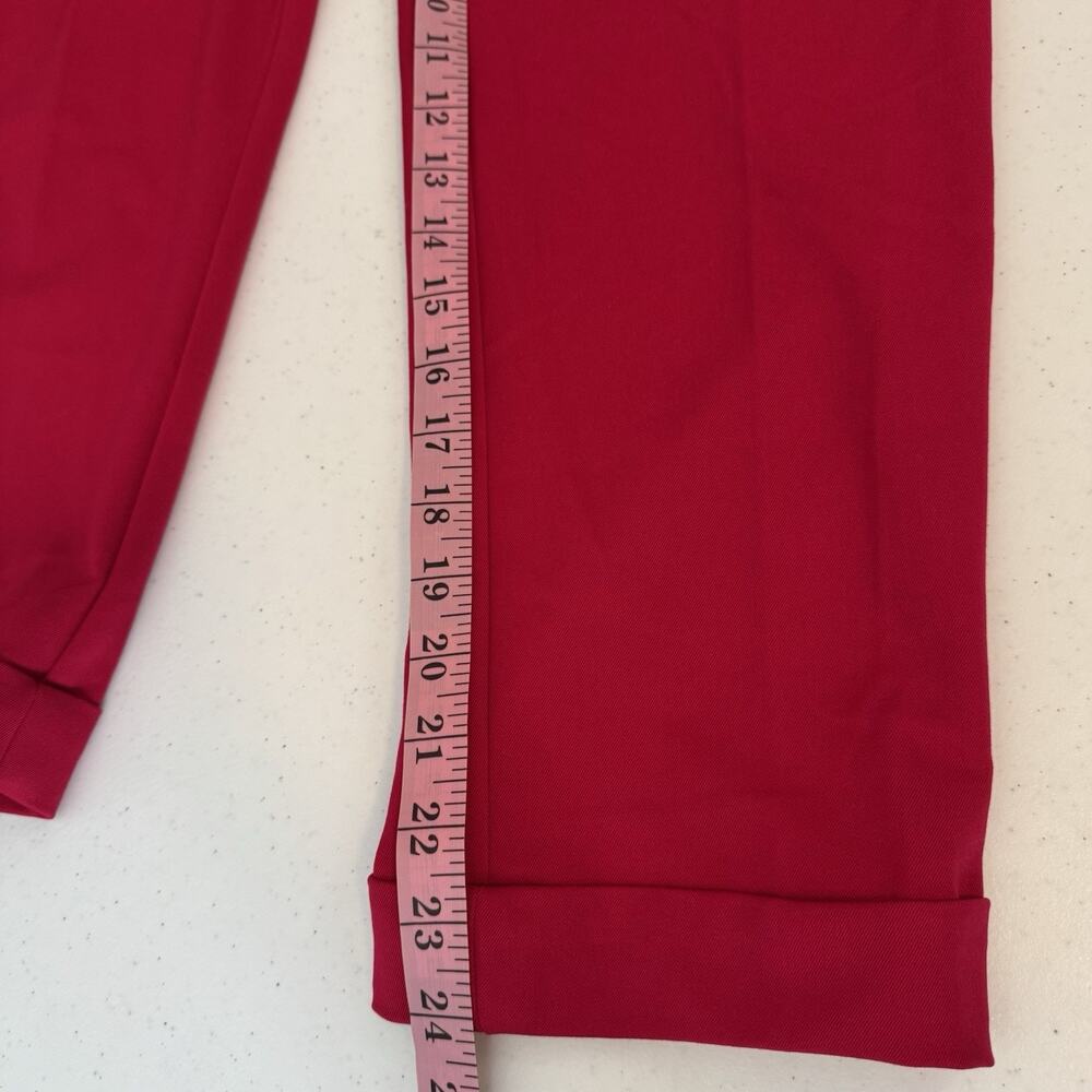 LOFT Devin Slim Pants Women's 8 Petite Red Tie Waist Straight Leg Stretch Cuffed - Picture 12 of 13
